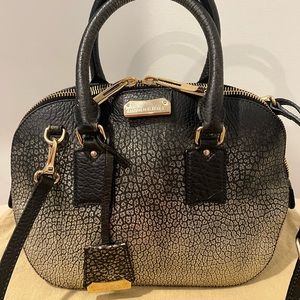 Authentic Burberry gold/black ombré leather orchard bowler bag